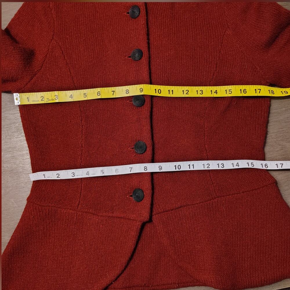 Ralph Lauren Lambs Wool Blend Riding Sweater Jacket Burgundy Velvet Collar - Picture 6 of 14